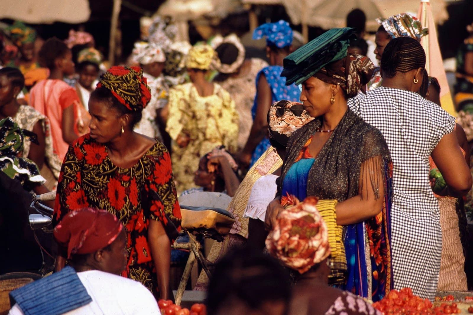 Women selling at a market stall