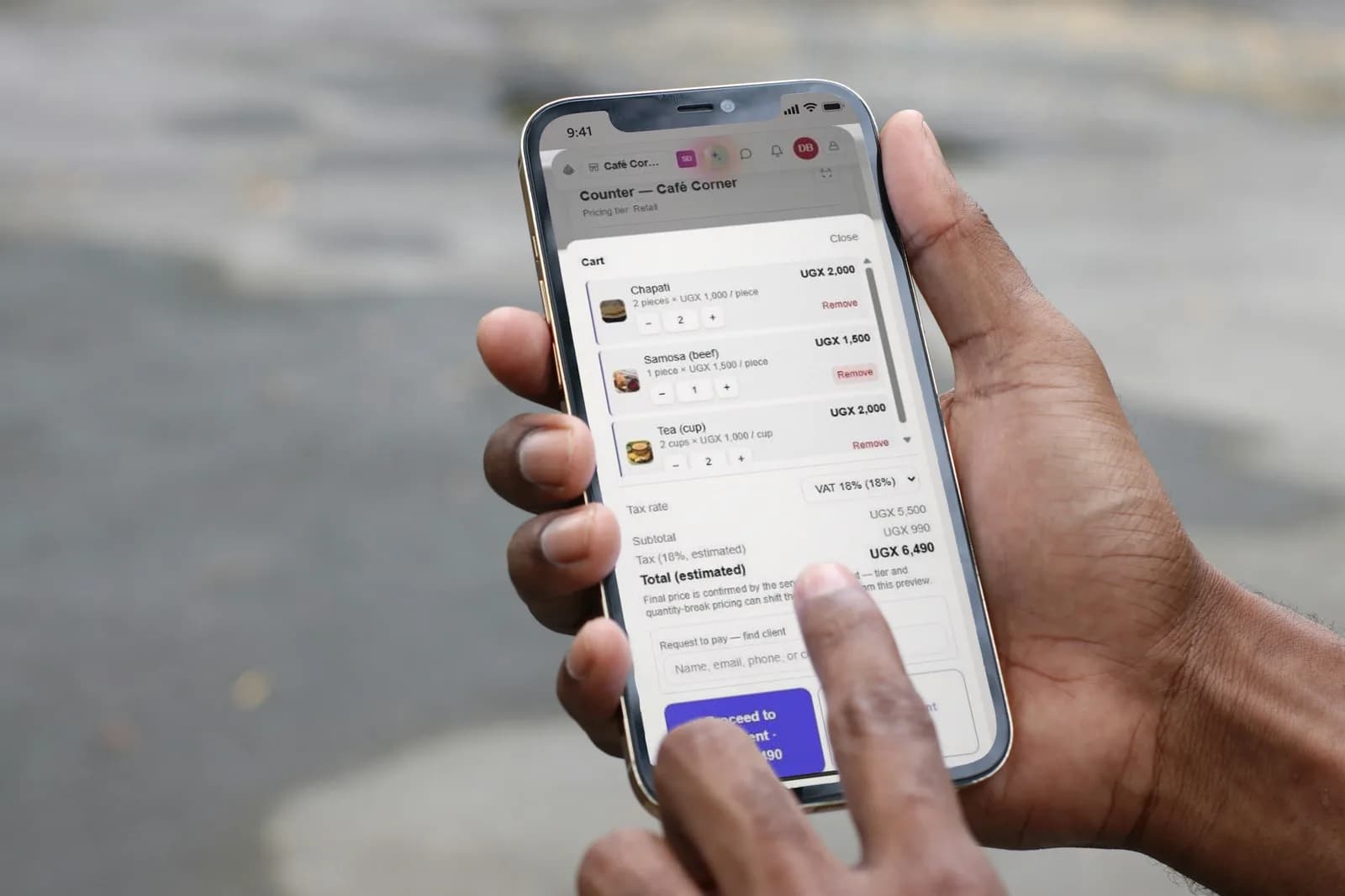 DAS POS for bakeries on a phone