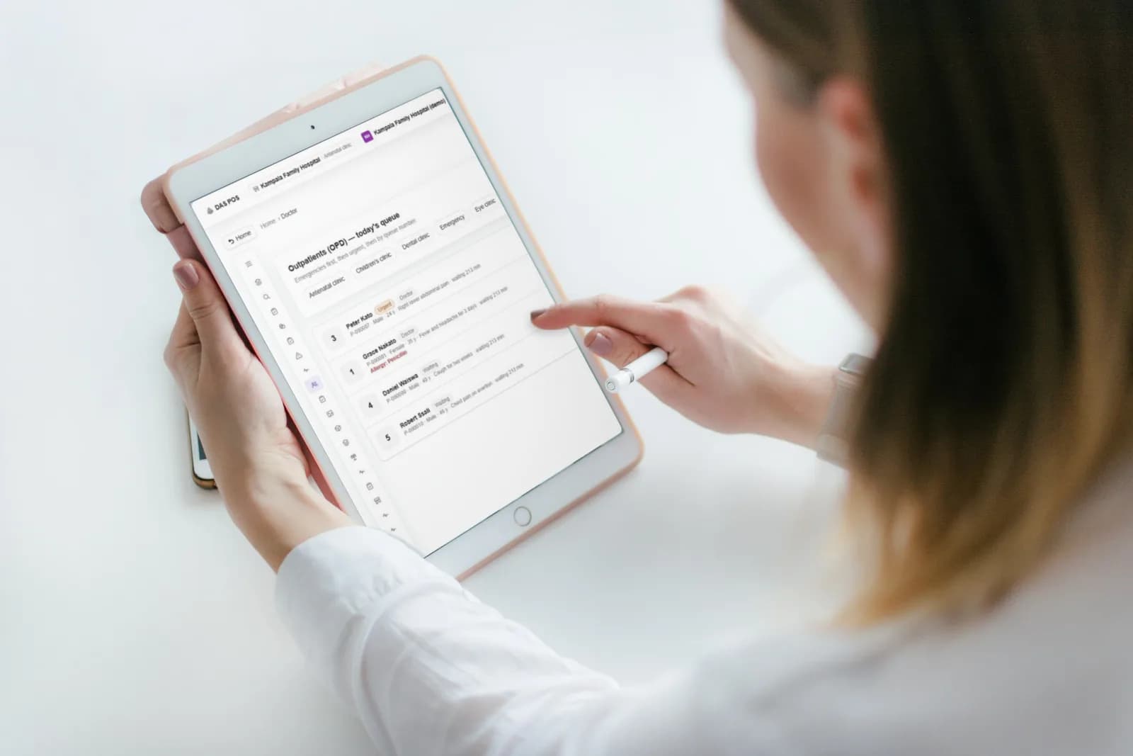 DAS POS for hospitals & clinics on a tablet