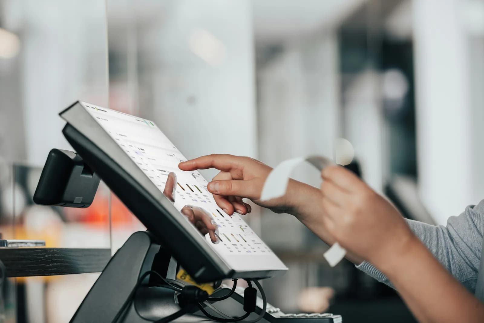 The till at a busy checkout